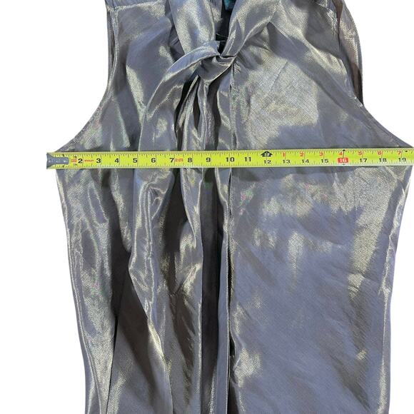 Lauren Ralph Lauren Metallic Gold Tie Neck Sleeveless Blouse Large NWT - Picture 4 of 11